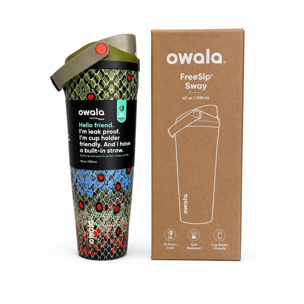 Owala FreeSip Sway 40 oz Stainless Steel Tumbler – Color Drop "Off the Hook"